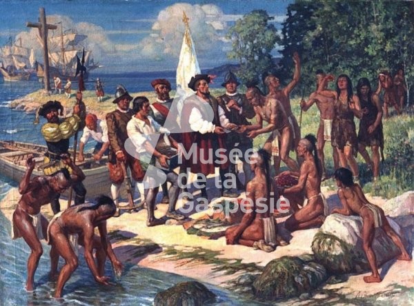 L'arrivée de Jacques Cartier chez les Amérindiens de la baie de Gaspé - Musée de la Gaspésie